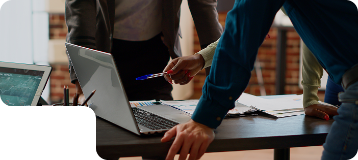 Team collaborating in an office