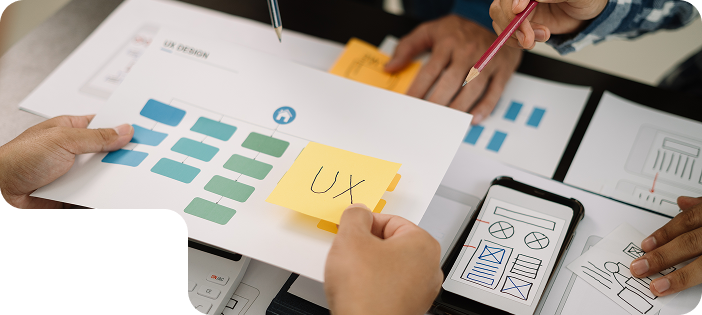 Team collaborating in an office